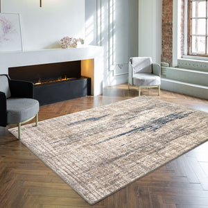 Taupe Multicolor Abstract Casual Soft Rug