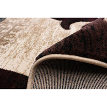 Damask Patchwork Brown Ivory Beige Casual Soft Rug