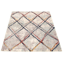 Abstract Blue Grey Moroccan Soft Rug