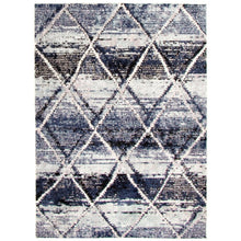 Abstract Blue Grey Moroccan Soft Rug