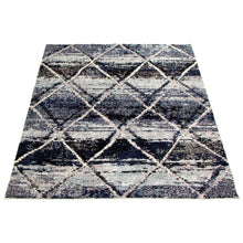 Abstract Blue Grey Moroccan Soft Rug