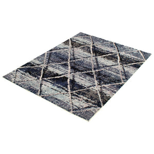 Abstract Blue Grey Moroccan Soft Rug