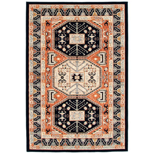 Qashqai Casual Navy Grey Soft Rug