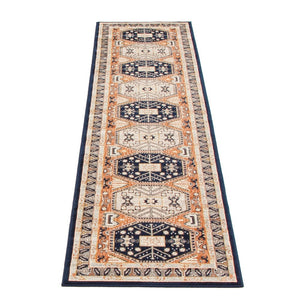 Qashqai Casual Navy Grey Soft Rug