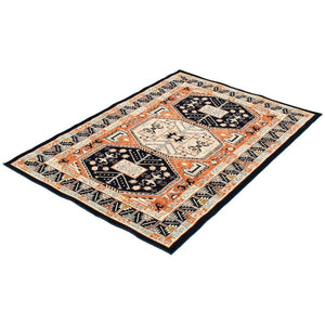 Qashqai Casual Navy Grey Soft Rug