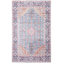 Grey Blue Machine Washable Bohemian & Eclectic Soft Rug