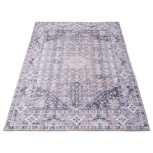 Grey Blue Machine Washable Bohemian & Eclectic Soft Rug