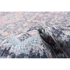 Grey Blue Machine Washable Bohemian & Eclectic Soft Rug