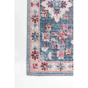 Grey Blue Machine Washable Bohemian & Eclectic Soft Rug