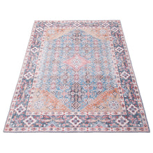 Grey Blue Machine Washable Bohemian & Eclectic Soft Rug