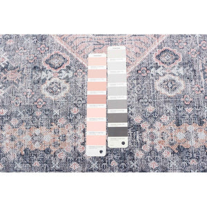 Grey Blue Machine Washable Bohemian & Eclectic Soft Rug