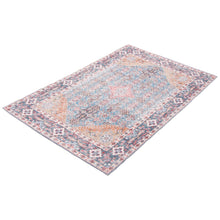 Grey Blue Machine Washable Bohemian & Eclectic Soft Rug