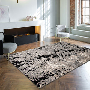 Ivory Black Casual Soft Rug