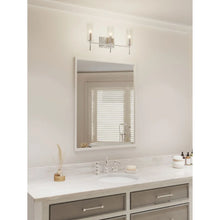 Elara Collection Three-Light Brushed Nickel Clear Glass New Traditional Bath Vanity Light - 22.125 in x 5.12 in x 11.5 in