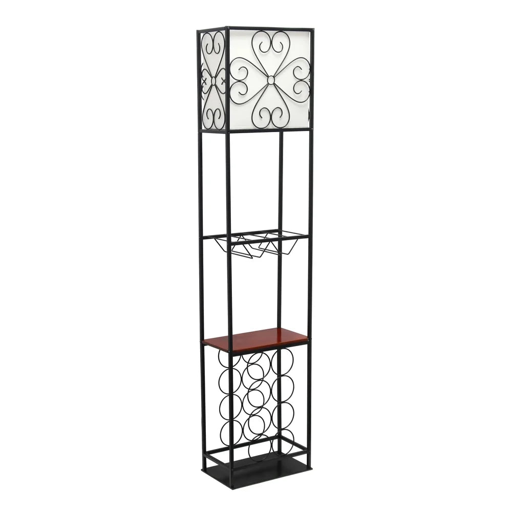 Elegant Designs Etagere Organizer Wood Accented Shelf and Wine Rack