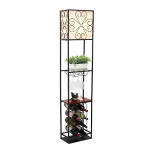 Elegant Designs Etagere Organizer Wood Accented Shelf and Wine Rack