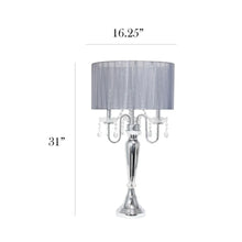 Elegant Designs Trendy Romantic Sheer Shade Table Lamp with Hanging Crystals - 16.5(L)16.5(W)31(H)