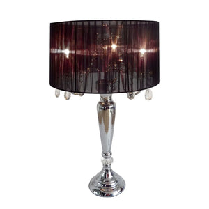 Elegant Designs Trendy Romantic Sheer Shade Table Lamp with Hanging Crystals - 16.5(L)16.5(W)31(H)