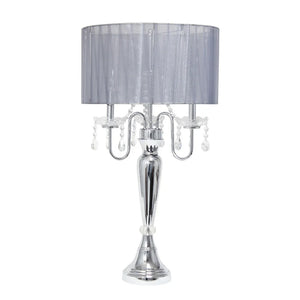 Elegant Designs Trendy Romantic Sheer Shade Table Lamp with Hanging Crystals - 16.5(L)16.5(W)31(H)