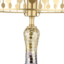 Esmerelda River of Goods Silver and Gold Mirror Mosaic 25-Inch Table Lamp - 13" x 13" x 25"