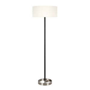 Estella Matte Black and Brass Floor Lamp with Linen Shade