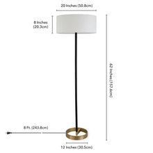 Estella Matte Black and Brass Floor Lamp with Linen Shade