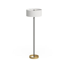 Estella Matte Black and Brass Floor Lamp with Linen Shade