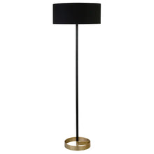 Estella Matte Black and Brass Floor Lamp with Linen Shade