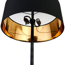 Estella Matte Black and Brass Floor Lamp with Linen Shade