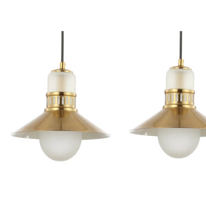 Eugenio 3-Light 35" Adjustable Iron/Glass Retro Hurricane Triple Linear LED Pendant, Brass Gold by JONATHAN Y