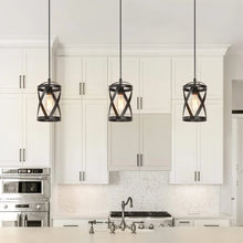 Deun Farmhouse 1-Light Cylinder Pendant Lighting for Kitchen Island - D 6" x H 11" - Brushed Silver Black