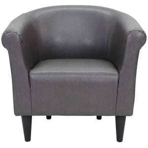 Faux Leather Bucket Accent Chair, Carbon Gray