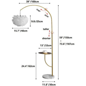 Floor Lamp With Table Modern Living Room Adjustable Reading Black Arc - 1