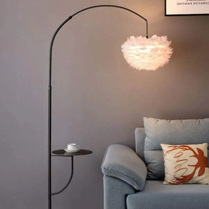 Floor Lamp With Table Modern Living Room Adjustable Reading Black Arc - 1