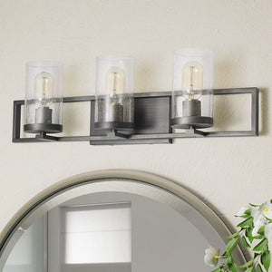 Fora Modern Farmhouse 3 light Metallic Grey Bathroom Vanity Lights Wall Sconces