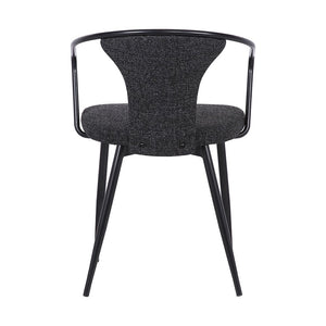 Francis Contemporary Dining Chair in Black Powder Coated Finish and Black Fabric