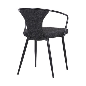 Francis Contemporary Dining Chair in Black Powder Coated Finish and Black Fabric