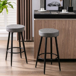 Furniture,Metal Bar Stools, Round Kitchen Counter Stools, Industrial Round Barstool, Bar Chairs, 28 Inch for Counter Pub Height