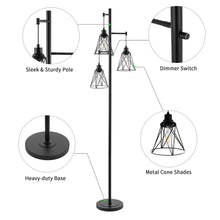 GetLedel 69" Industrial 3-Light Dimmable Tree Floor Lamp - Black