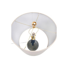 Glass Table Lamp with Opal Finish & Linen Shade