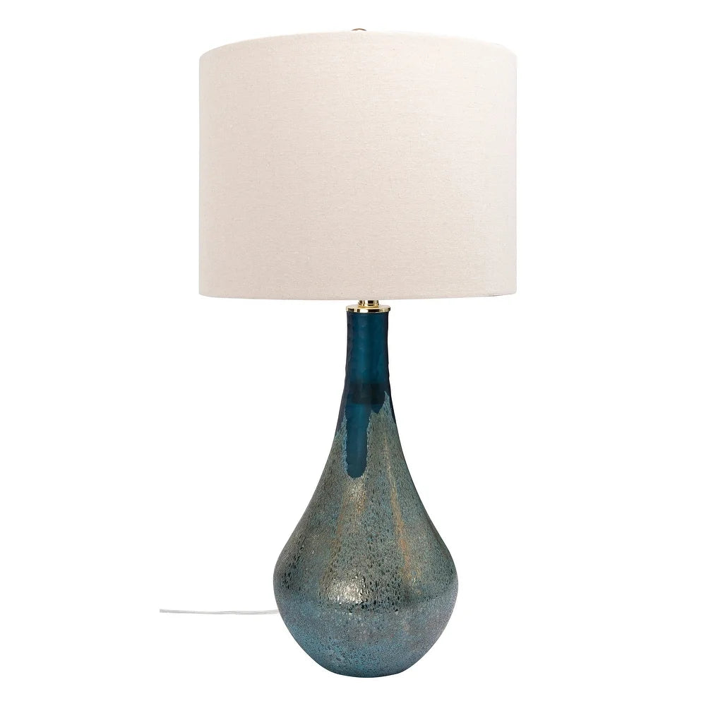 Glass Table Lamp with Opal Finish & Linen Shade