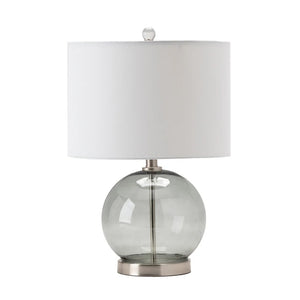 Glass and Grey Metal Table Lamp - 20.5"H x 14"Rnd