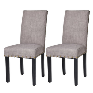 Glitzhome Set of 2 Upholstered Fabric Dining Chair with Studded Decor