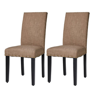 Glitzhome Set of 2 Upholstered Fabric Dining Chair with Studded Decor