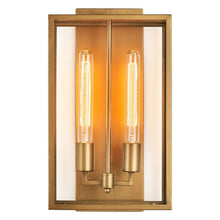 Modern Outdoor/Indoor 2-Light Vanity Wall Light Gold Bathroom Sconce with Clear Shade - 5.51'' D X 9.84'' W X 17.72'' H