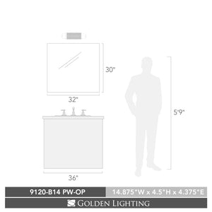 Golden Lighting's Turner 14" LED Bath Bar #9120-B14 PW-OP