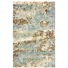 Khachatur Distressed High-Low Blue and Brown Soft Area Rug