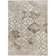 Distressed Trellis Ivory Beige Grey Soft Area Rug