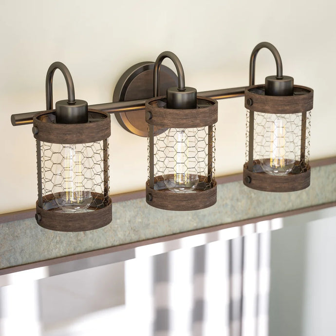 Grayson Wood and Oil Rubbed Bronze Finish 3 Light Vanity