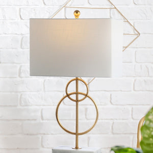 Gregory 26" Modern Circle Marble/Metal LED Table Lamp, Gold